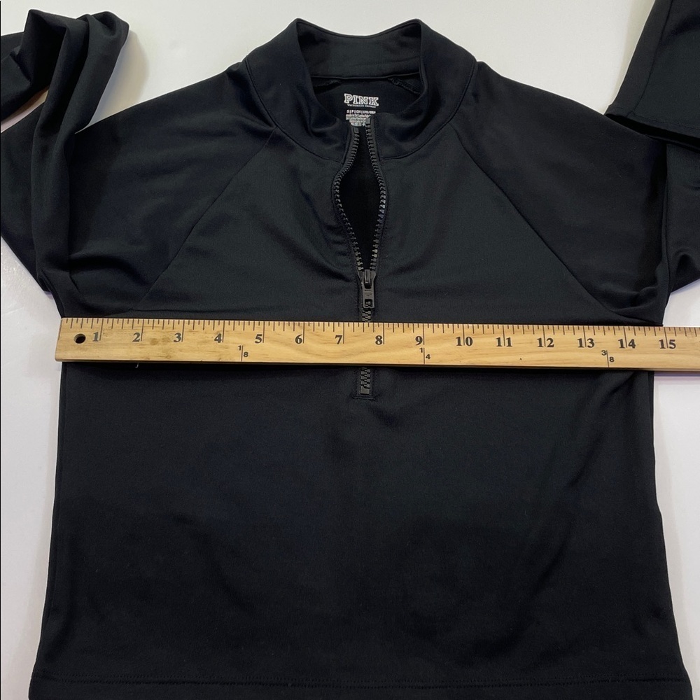 Victoria’s Secret PINK Black Quarter-Zip Crop Pullover Womens Sz S - Picture 6 of 7